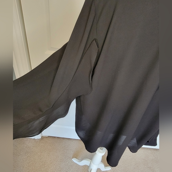 Eloquii Women's Plus Size Black Chiffon Collared Blouse with Flutter Trim - 18 - Picture 8 of 13